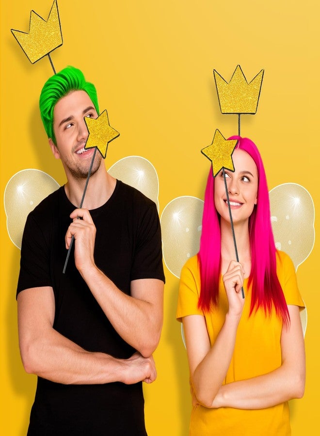 سراتي مجموعة أزياء الجنيات من 6 قطع من سترات، تتضمن أجنحة خرافية، وأجنحة فراشة لامعة، وعصا على شكل نجمة، وعصابة رأس على شكل تاج ذهبي، وإكسسوارات تنكرية للهالوين، وزينة حفلات أعياد الميلاد، وإكسسوارات لعب الحفلات. - Image 2